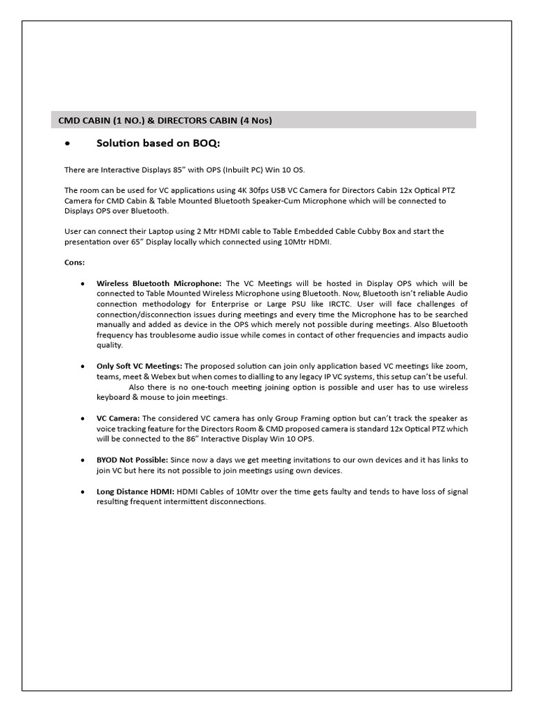 Interactive VC Setup for Directors Cabin | PDF