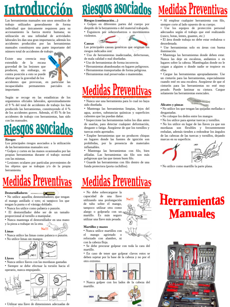 Riesgos y Prevención en Herramientas Manuales | PDF | Martillo | Tornillo