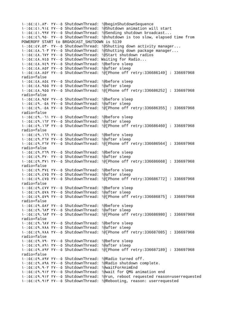 Shutdown Sequence Log Analysis | PDF