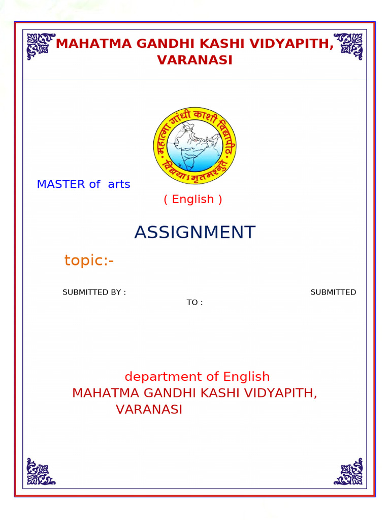 English MA Assignment - MG Kashi Vidyapith | PDF