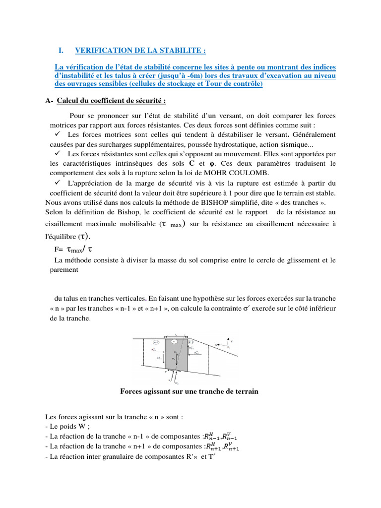 Vérification de la stabilité des pentes | PDF | Contrainte de ...