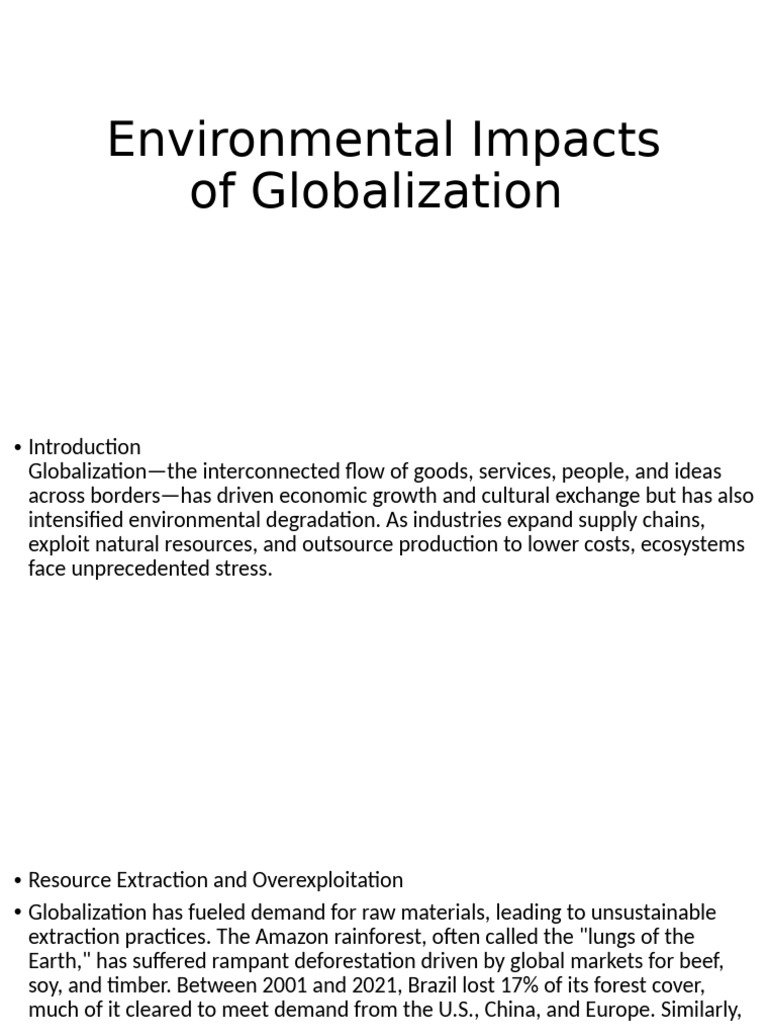 Environmental Costs of Globalization | PDF | Climate Change | Pollution