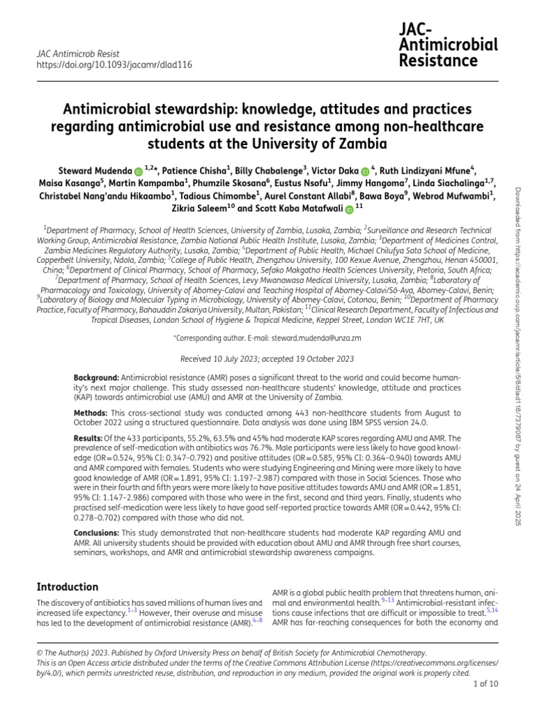 Knowledge, Attitudes and Practices Regarding Antimicrobial Use and ...