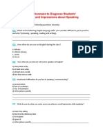 Questionnaire To Diagnose Students