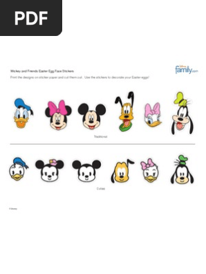 Mickey Mouse Easter Egg Face Stickers Printables 0311