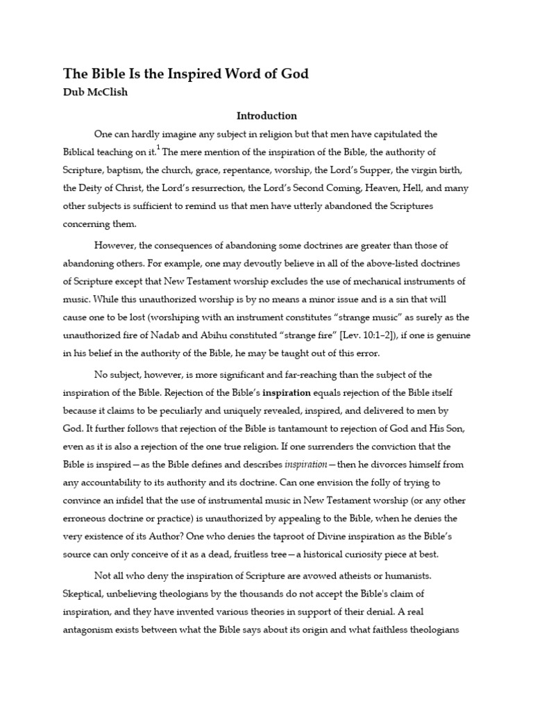 The Bible Is The Inspired Word of God | PDF | Biblical Inerrancy | Bible