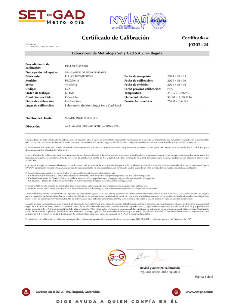 Prosim 8 2024 - Ekg | PDF | Calibración | Incertidumbre