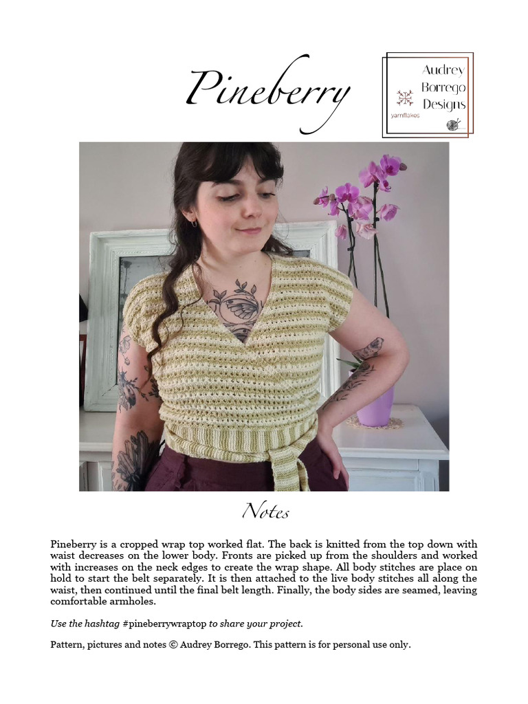 Pineberry Wrap Top Knitting Pattern | PDF | Knitting | Basic Knitted ...
