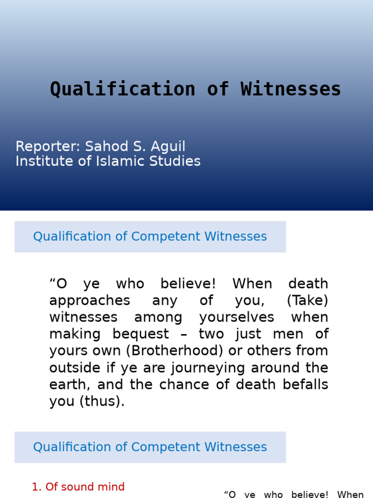 Qualifications of Witnesses (Aguil) | PDF | Will And Testament | Witness