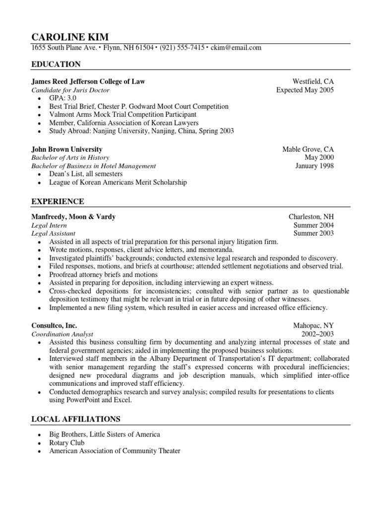 yale law resume template