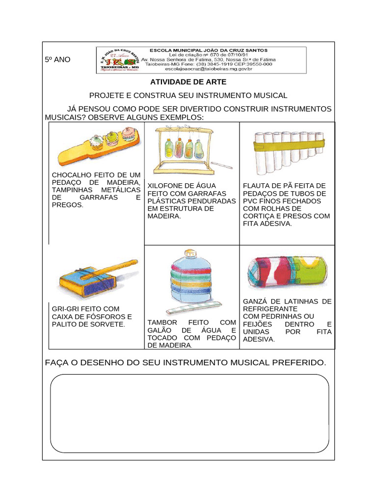 Atividade de Arte: Construa Seu Instrumento | PDF