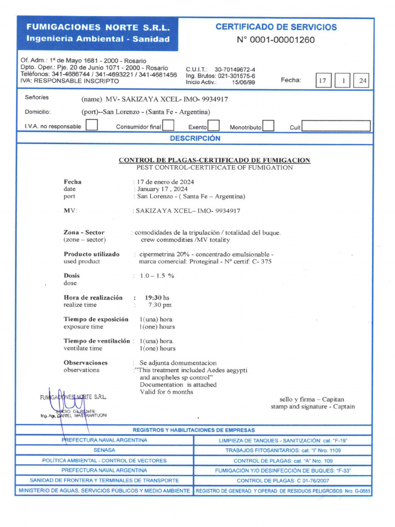 Pest Control Certificate | PDF