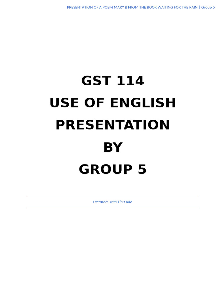 GST 114 Group 5 Presentation | PDF | Nostalgia | Poetry