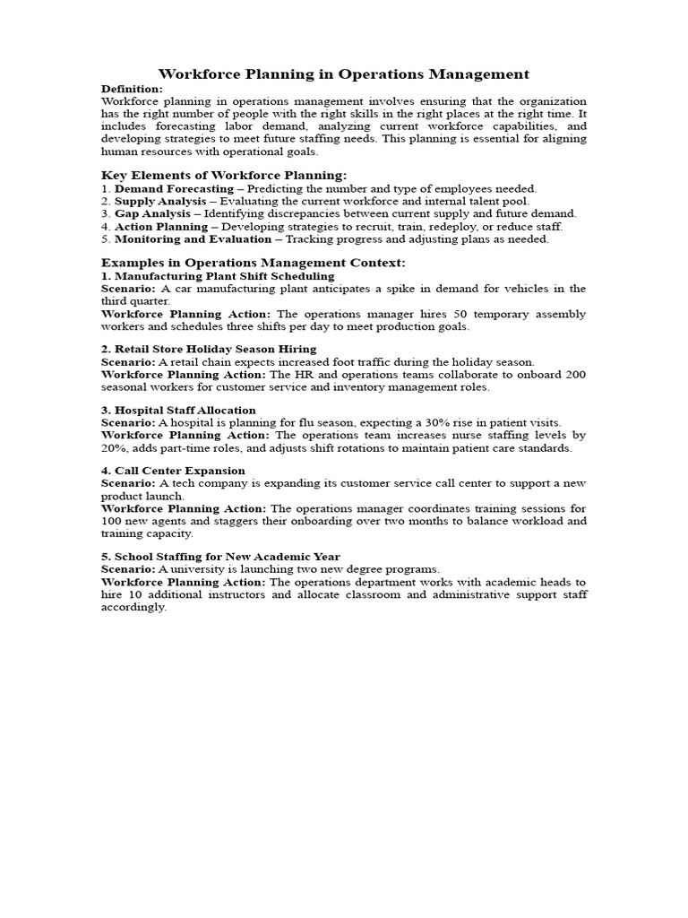 Workforce Planning in Operations Management | PDF | Human Resource ...