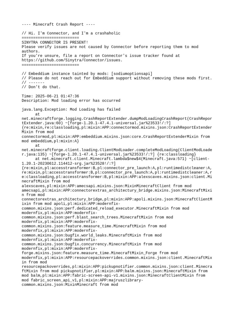Minecraft Mod Loading Error Report | PDF | Software Engineering | Software
