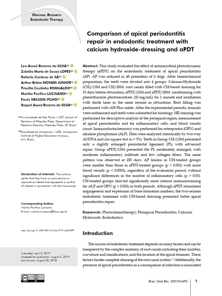 Comparison of Apical Periodontitis Repair in Endodontic Treatment With ...