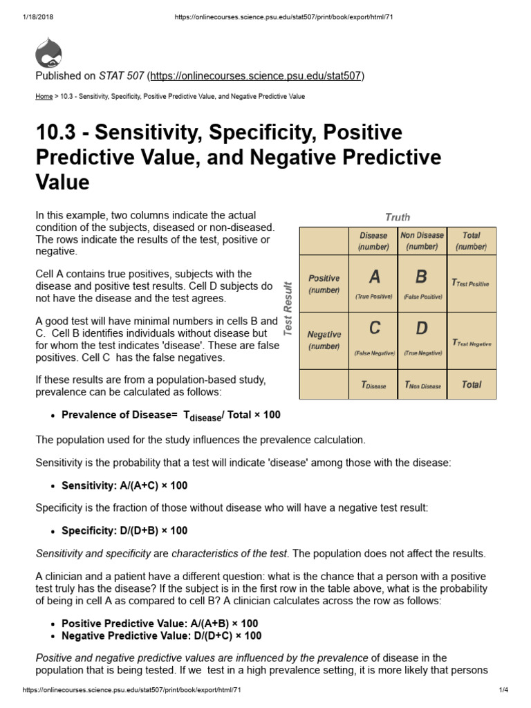 CLLS 5260A Sensitivity Specificity PPV NPV | PDF | Sensitivity And ...