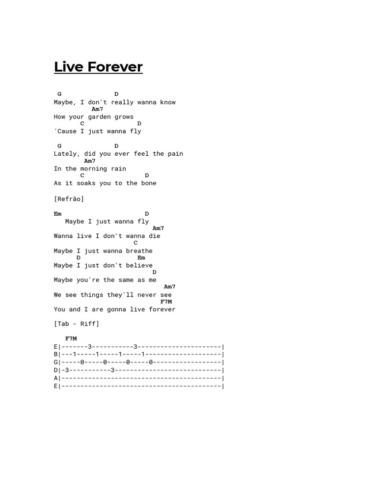 Live Forever | PDF | Recorded Music | Sound Recording