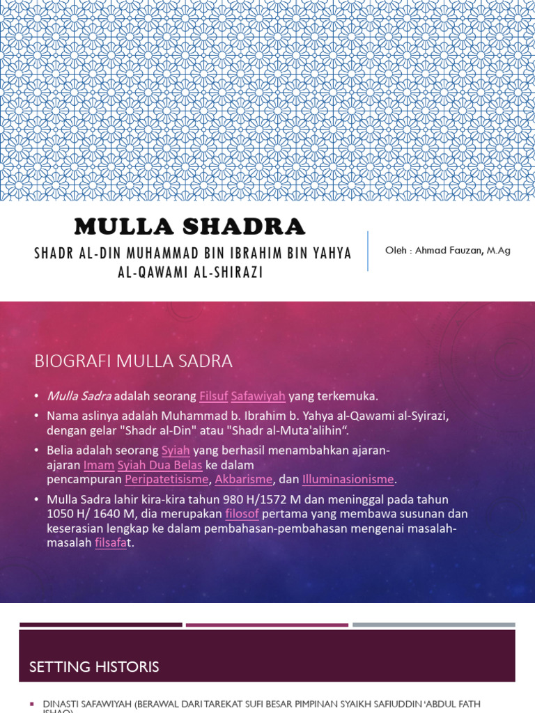 Biografi Mulla Sadra dan Pemikiran Filsafatnya | PDF