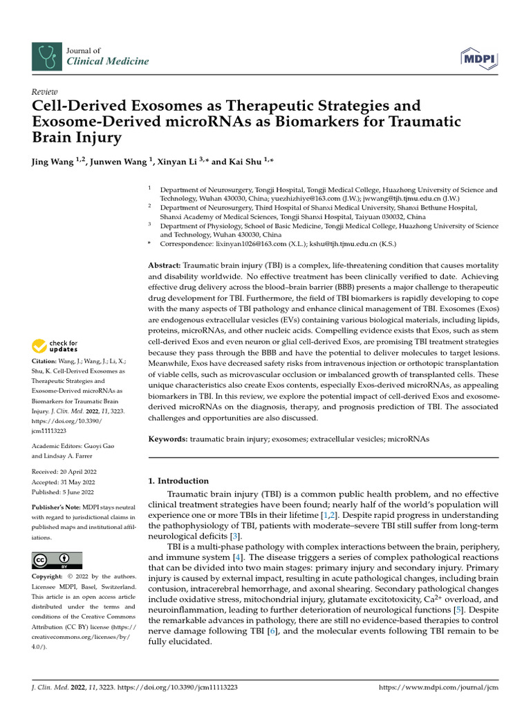 Exosomes and microRNAs in TBI Therapy | PDF | Microglia | Micro Rna