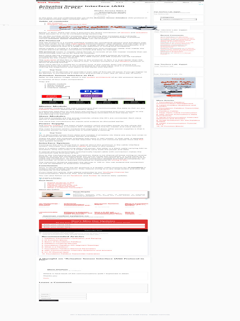 Actuator Sensor Interface (ASi) Protocol in PLC | PDF | Programmable ...