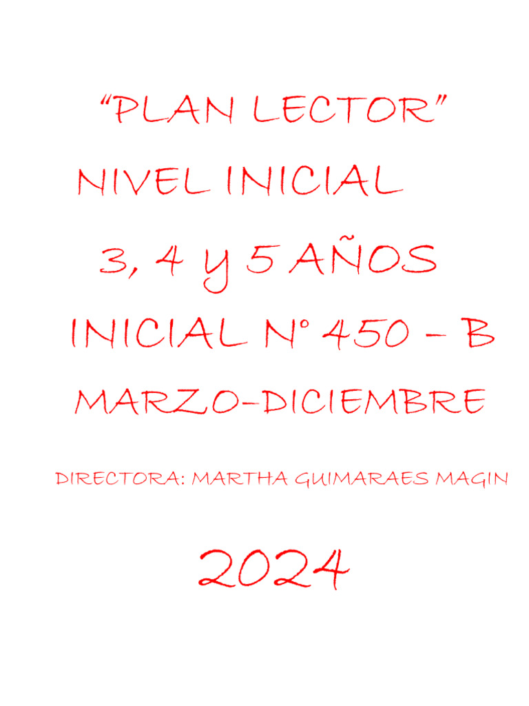 Plan Lector para Niños de 3 a 5 Años | PDF