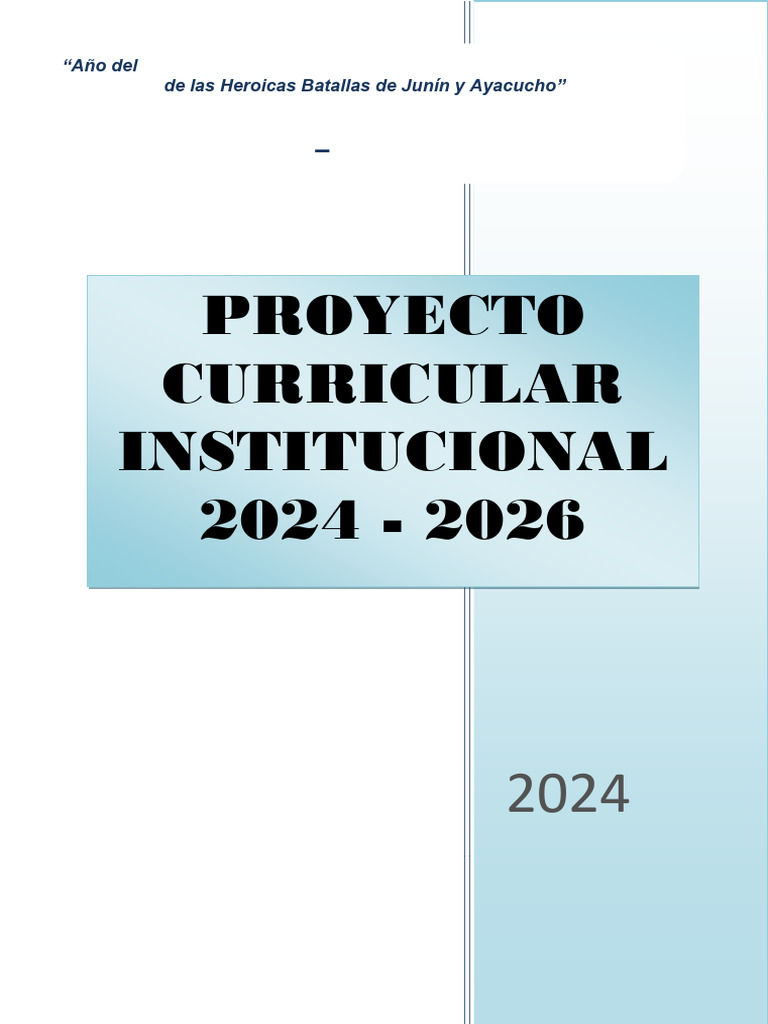 PROYECTO CURRICULAR INSTITUCIONAL Inicial | PDF | Plan de estudios ...