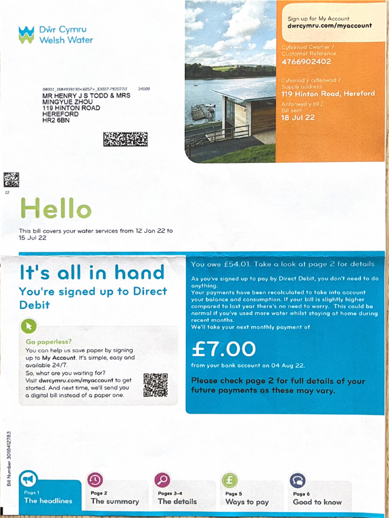 Address Proof Welsh Water 2022-07 | PDF