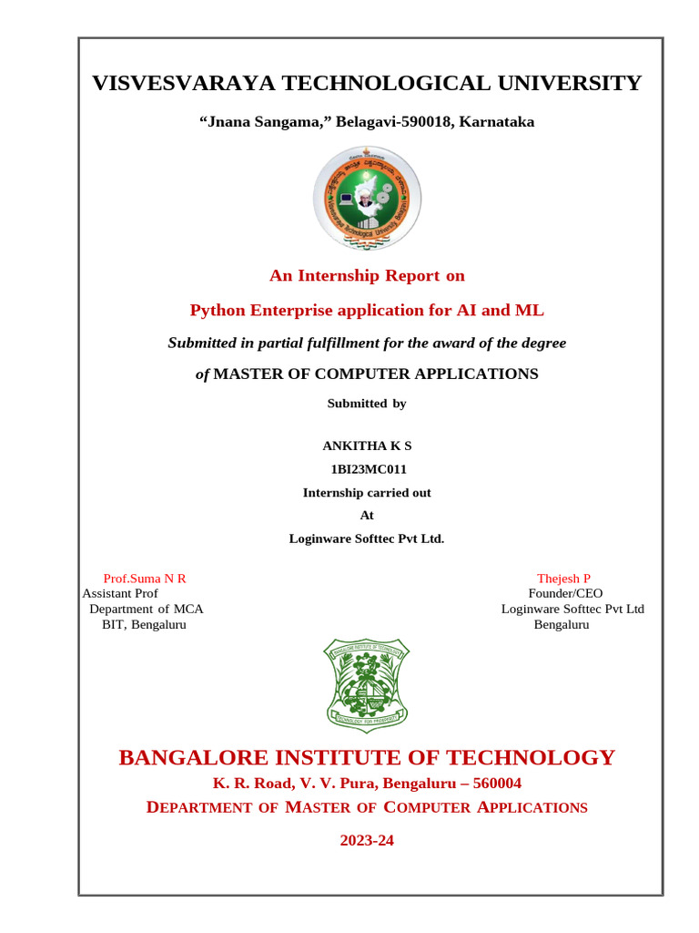 Python AI/ML Application Internship Report | PDF | Machine Learning ...