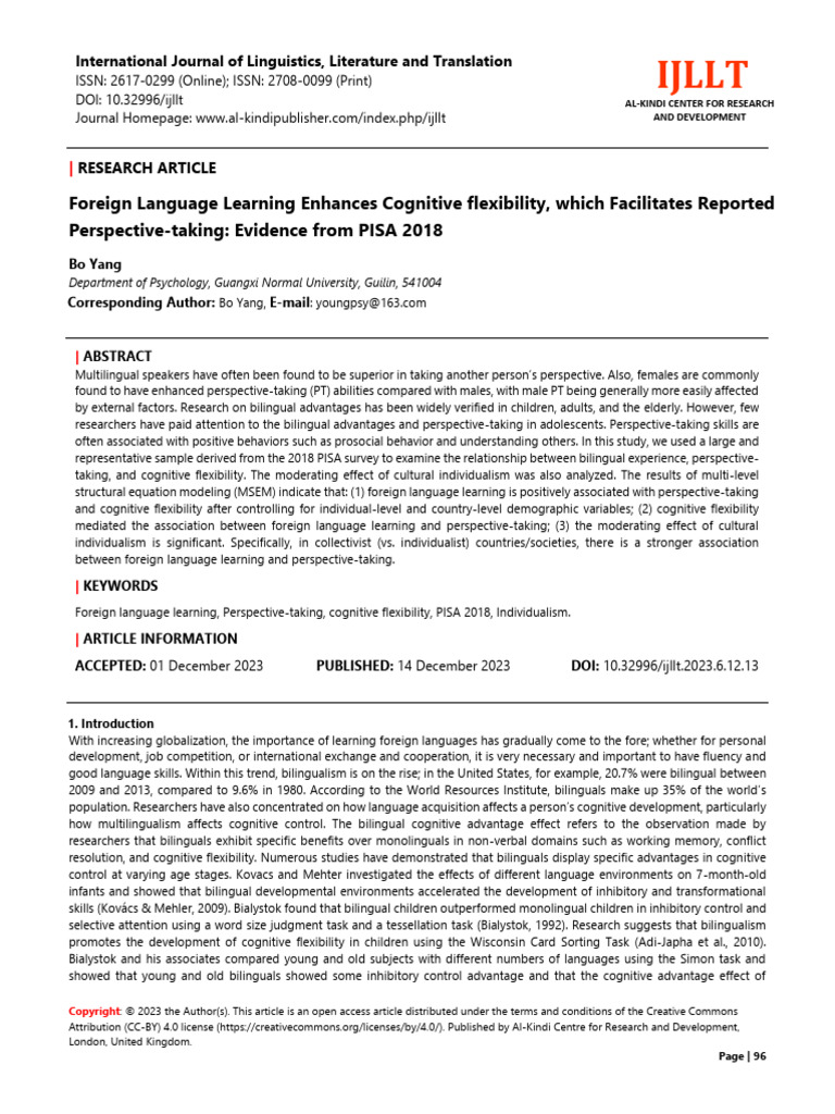 Foreign Language Learning Enhances Cognitive Flexi | PDF ...