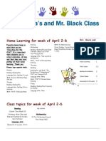Mrs. Macia's and Mr. Black Class: Home Learning For Week of April 2-6