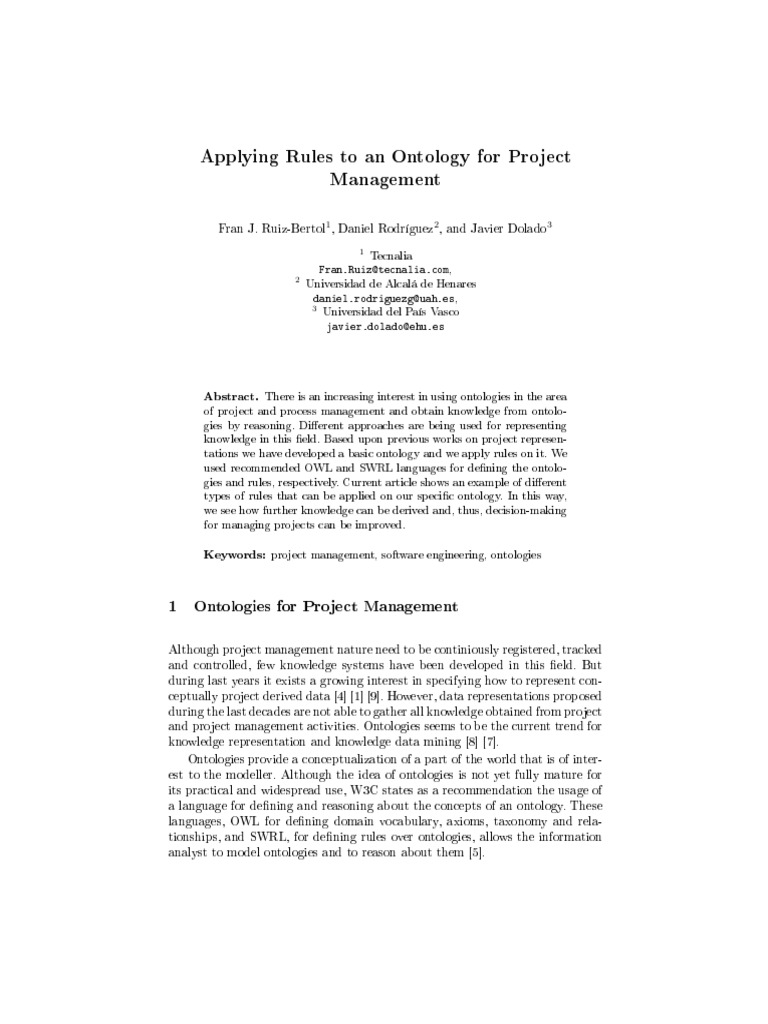 Ontology Rules for Project Management | PDF | Knowledge Representation ...