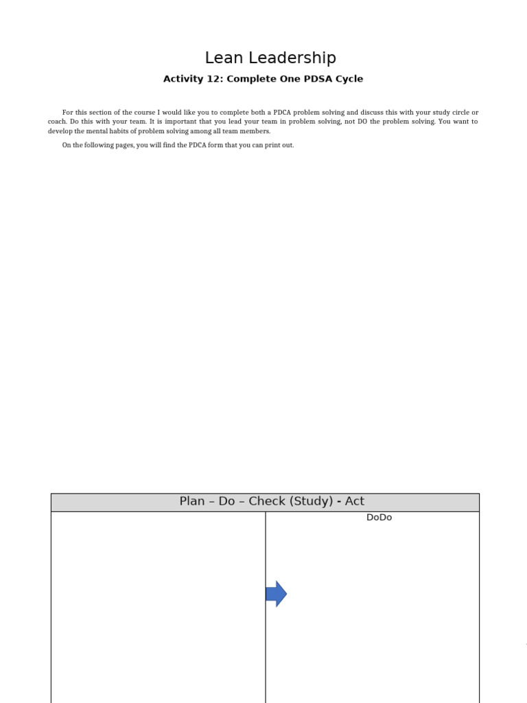 Activity+12+ +Complete+PDSA+Cycle | PDF