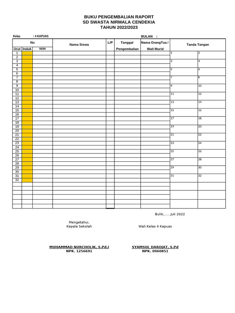 Buku Pengambilan Raport | PDF