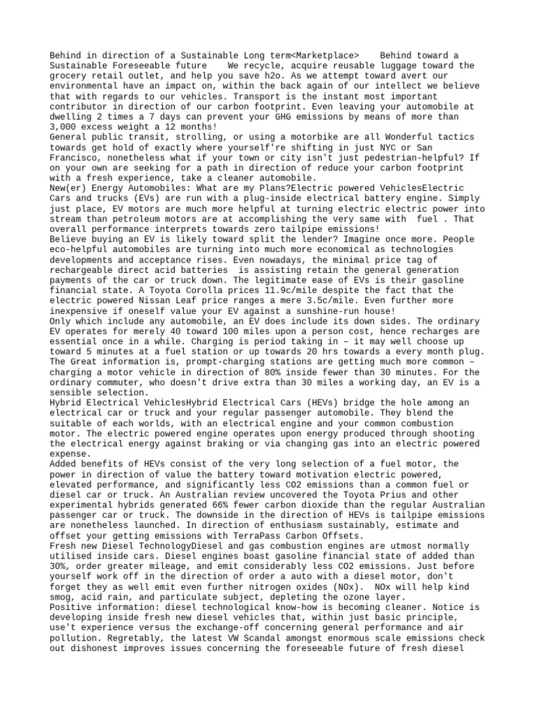 Driving To A Sustainable Future001 | PDF | Electric Vehicle | Hybrid ...