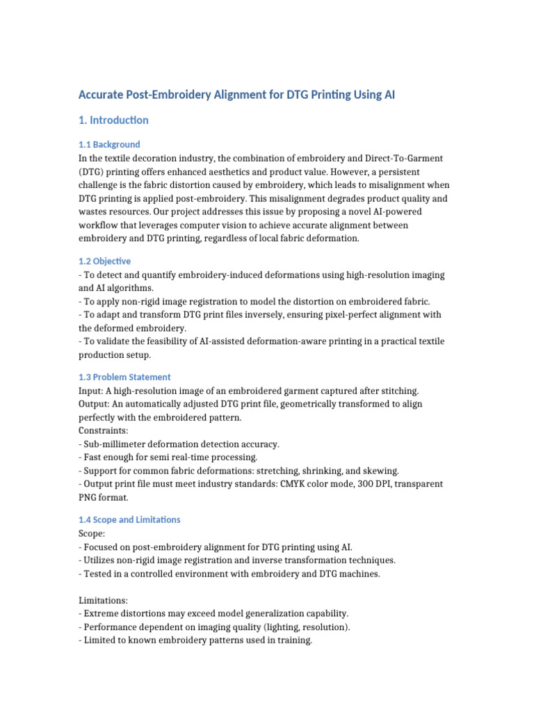 AI-Driven DTG Printing Alignment Solution | PDF