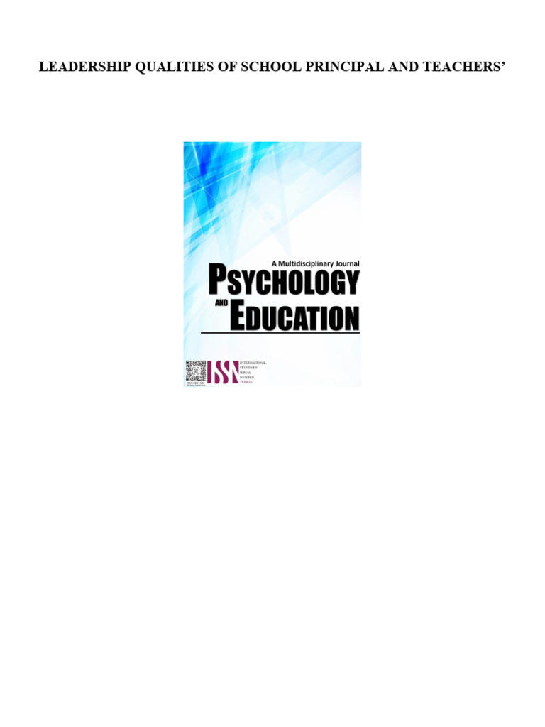 Principal Leadership and Teacher Performance | PDF | Teachers | Leadership