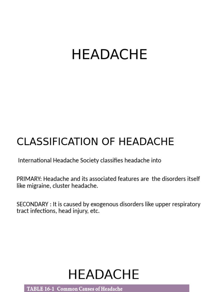 Understanding Headache Types and Evaluation | PDF | Headache | Migraine