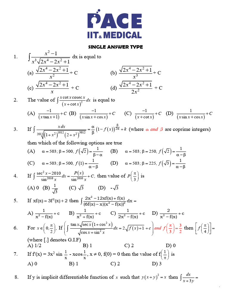 Indefinite Integration 25-08-2020 | PDF