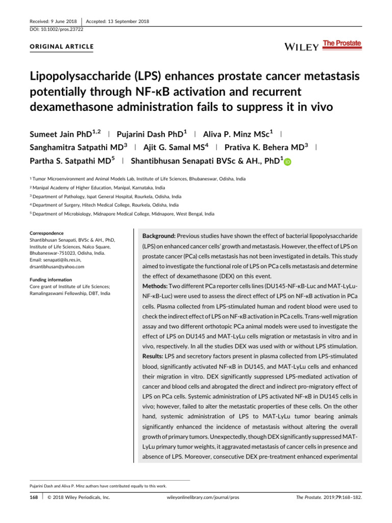 LPS Promotes Prostate Cancer Metastasis | PDF | Inflammation | Metastasis