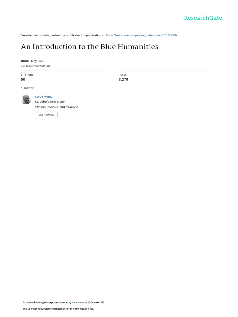 Introduction to Blue Humanities | PDF | Water | Poetics (Aristotle)