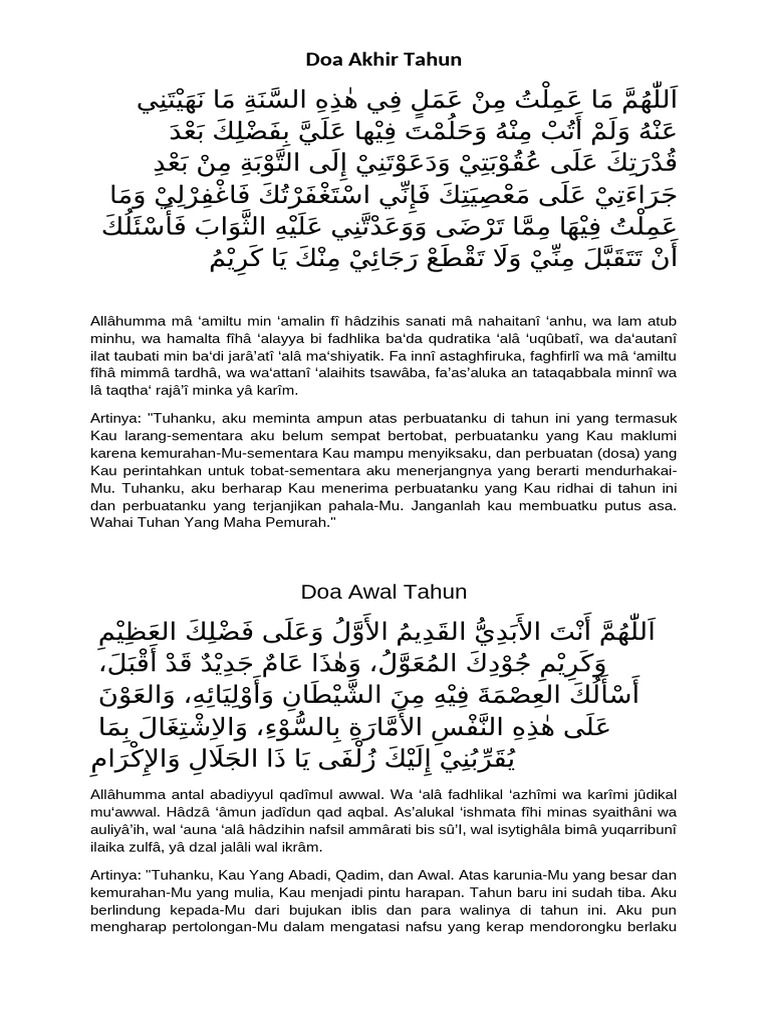 Doa Awal Dan Akhir Tahun Pdf 
