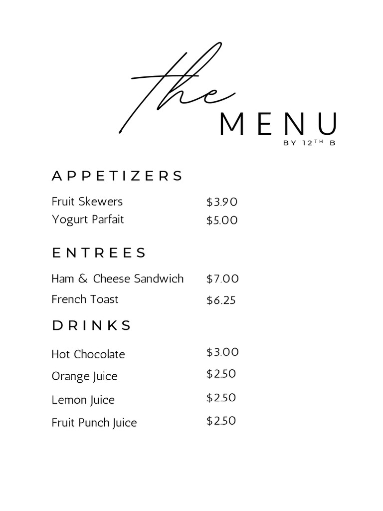 Simple Cursive Minimalist Wedding Menu PDF | PDF