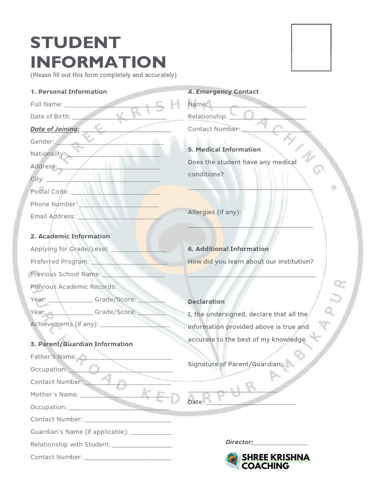 Grey Blue Modern Minimalist Student Admission Form A4 Document ...