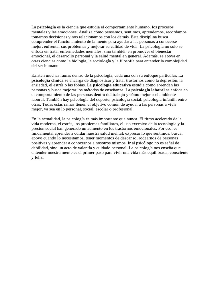 Importancia de la Psicología en la Vida Moderna | PDF