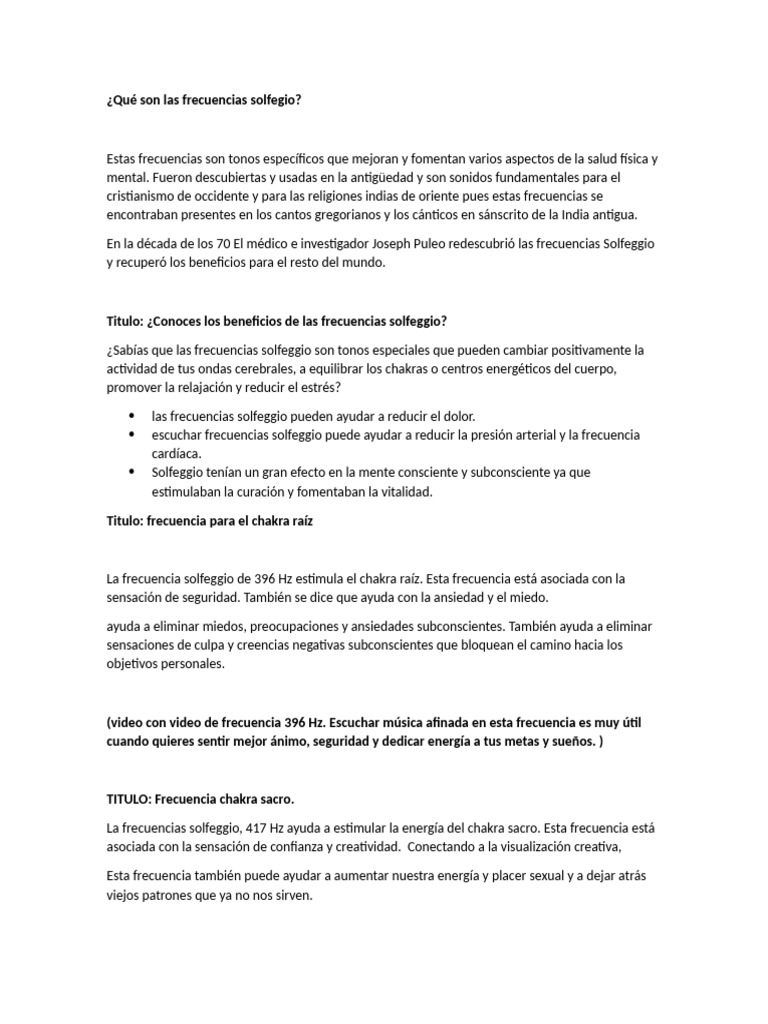 Beneficios de las frecuencias solfegio | PDF | Frecuencia | Amor