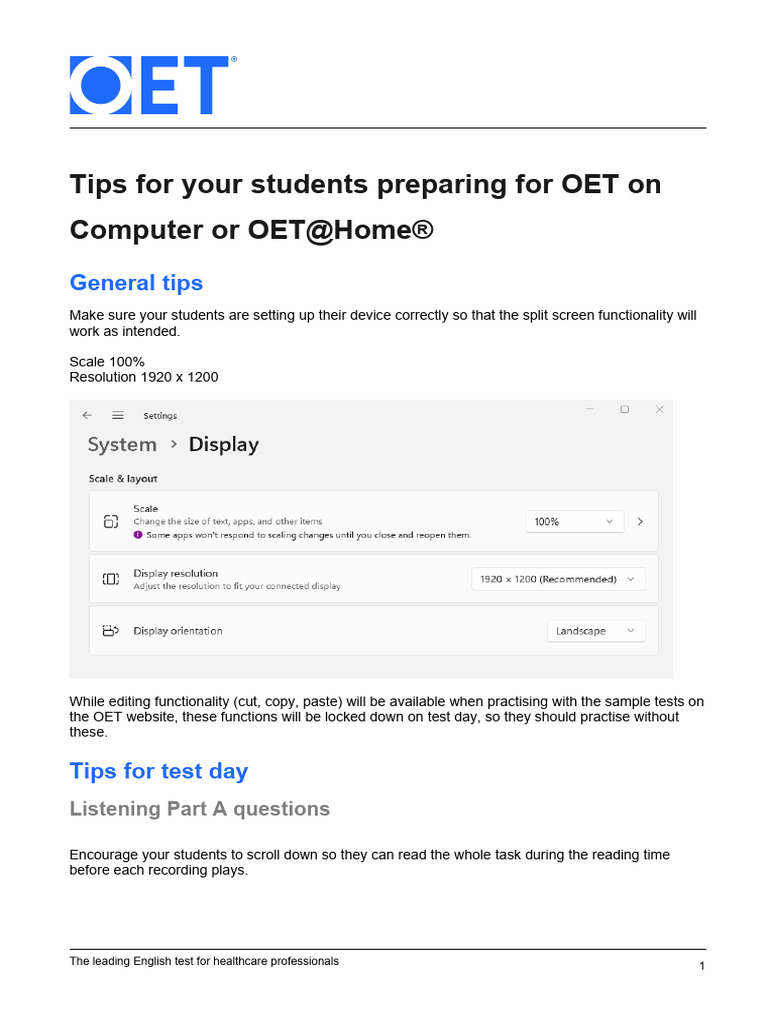 Oet On Computer Tips | PDF | Question | Human Communication