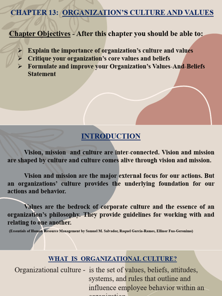 Understanding Organizational Culture & Values | PDF | Organizational ...