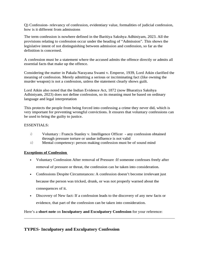Understanding Confessions in Law | PDF | Confession (Law) | Evidence (Law)