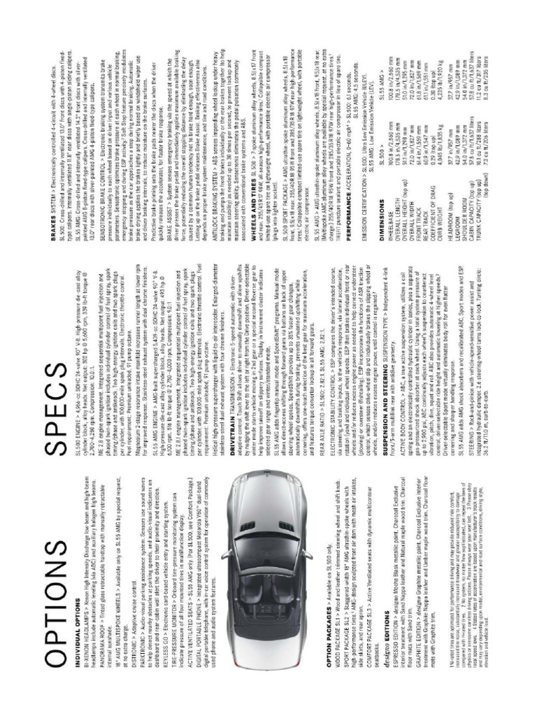 Mercedes-Benz R230 SL Class 2003 Brochure | PDF